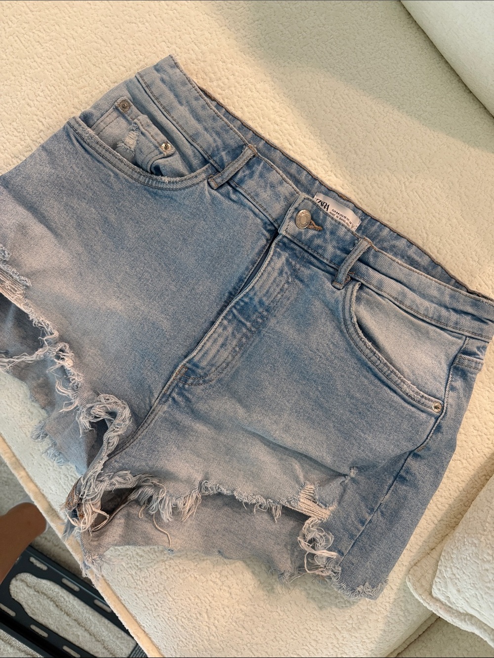 Zara Light Blue Denim Shorts with Contrast Stitching
